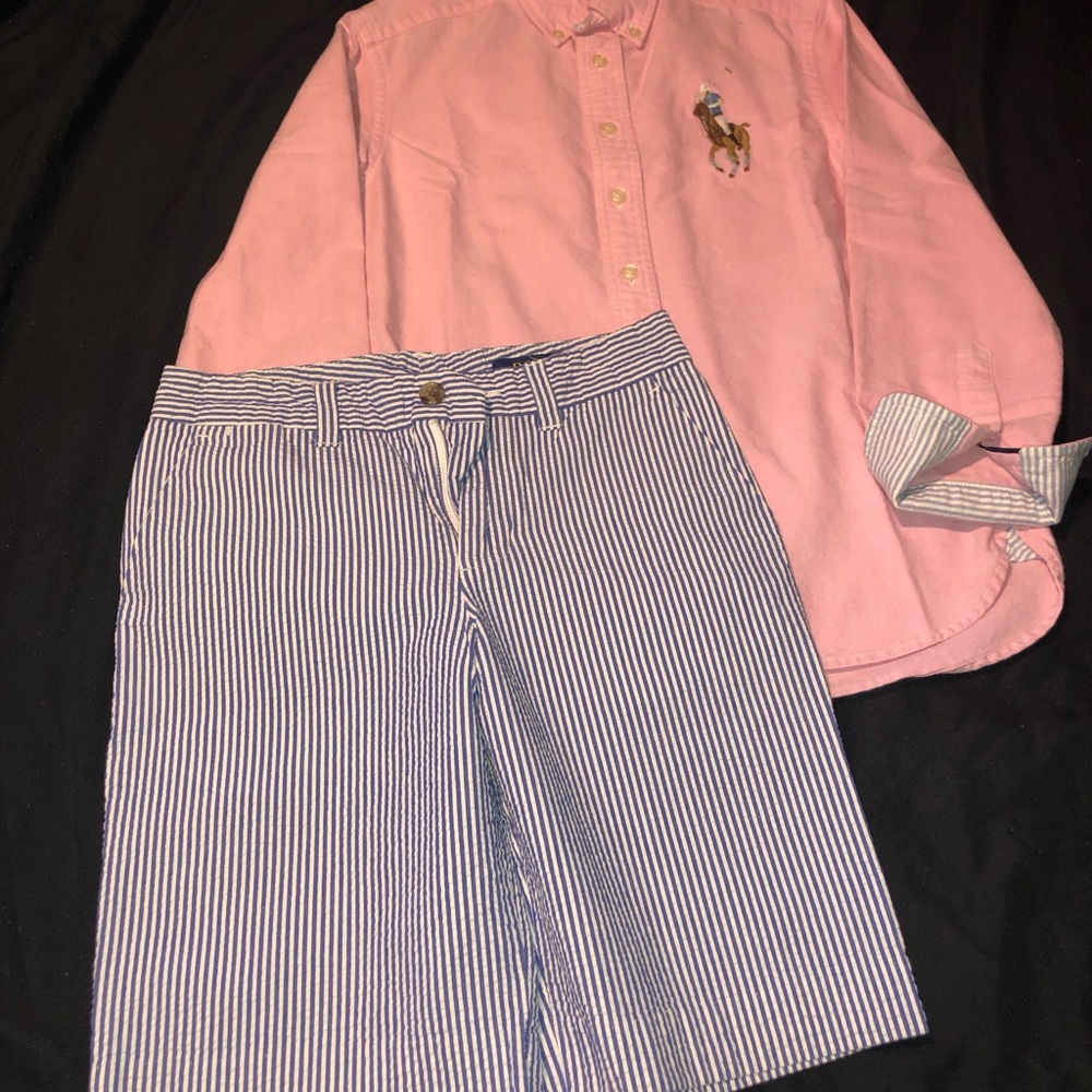 Polo by Ralph Lauren Pink Shirt and Striped Shorts